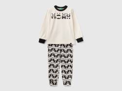 Benetton, Langer Pyjama Mit Panda-print, größe 90, Bunt, male von United Colors of Benetton