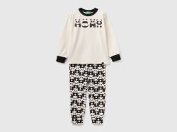 Benetton, Langer Pyjama Mit Panda-print, größe S, Bunt, male von United Colors of Benetton