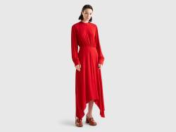 Benetton, Langes Kleid Aus Fließender Viskose, größe M, Rot, female von United Colors of Benetton