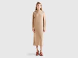 Benetton, Midikleid Aus Einer Cashmeremischung, größe L-XL, Beige, female von United Colors of Benetton