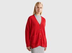 Benetton, Oversize-strickjacke In Einer Wollmischung, größe XS, Rot, female von United Colors of Benetton