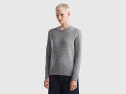 Benetton, Pullover Aus Reiner Shetlandwolle, größe XS, Hellgrau, female von United Colors of Benetton