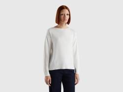 Benetton, Pullover Mit Carmenausschnitt, größe L, Cremeweiss, female von United Colors of Benetton