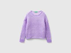 Benetton, Pullover Mit Jacquard-netz, größe 2XL, Flieder, female von United Colors of Benetton