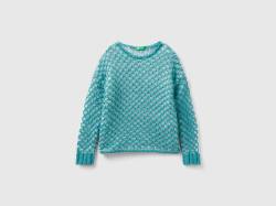 Benetton, Pullover Mit Jacquard-netz, größe XL, Hellblau, female von United Colors of Benetton