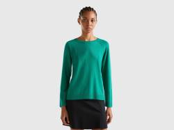 Benetton, Pullover Mit Rundausschnitt In Einer Mischung Aus Wolle Und Cashmere In Waldgrün, größe S, Grün, female von United Colors of Benetton