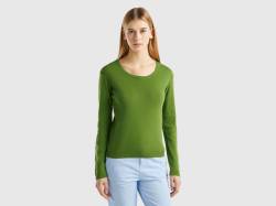 Benetton, Pullover Mit Rundem Ausschnitt Aus Reiner Baumwolle, größe M, Militärgrün, female von United Colors of Benetton