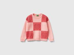 Benetton, Pullover Mit Schachbrettmuster Und Herzen, größe 82, Pink, female von United Colors of Benetton