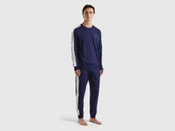 Benetton, Pyjama Mit Seitenbändern, größe S, Dunkelblau, male von United Colors of Benetton