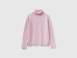 Benetton, Rollkragenpullover Aus Mischwolle, größe M, Pink, female von United Colors of Benetton