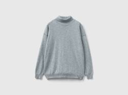 Benetton, Rollkragenpullover Aus Mischwolle Und Cashmere, größe 2XL, Grau, male von United Colors of Benetton