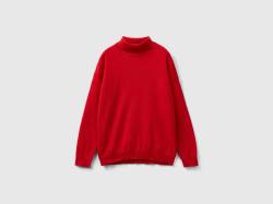 Benetton, Rollkragenpullover Aus Mischwolle Und Cashmere, größe 2XL, Rot, male von United Colors of Benetton