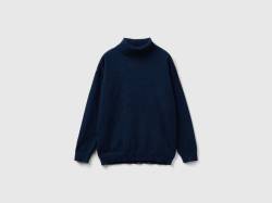 Benetton, Rollkragenpullover Aus Mischwolle Und Cashmere, größe 3XL, Dunkelblau, male von United Colors of Benetton