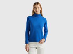 Benetton, Rollkragenpullover Aus Mischwolle Und Cashmere In Blau, größe M, Blau, female von United Colors of Benetton