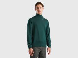 Benetton, Rollkragenpullover Aus Reiner Merinowolle, größe L, Grün, male von United Colors of Benetton