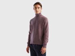 Benetton, Rollkragenpullover Aus Reiner Merinowolle, größe L, Taubengrau, male von United Colors of Benetton