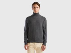 Benetton, Rollkragenpullover Aus Reiner Merinowolle, größe S, Grau, male von United Colors of Benetton