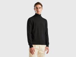 Benetton, Rollkragenpullover Aus Reiner Merinowolle, größe XS, Schwarz, male von United Colors of Benetton