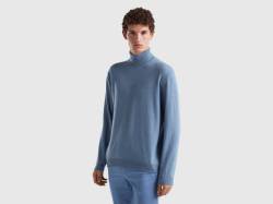 Benetton, Rollkragenpullover Aus Reiner Merinowolle In Blassblau, größe M, Blassblau, male von United Colors of Benetton