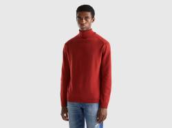 Benetton, Rollkragenpullover Aus Reiner Merinowolle In Bordeaux, größe L, Bordeaux, male von United Colors of Benetton