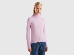 Benetton, Rollkragenpullover Aus Reiner Merinowolle In Flieder, größe XS, Flieder, female von United Colors of Benetton