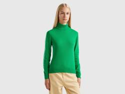 Benetton, Rollkragenpullover Aus Reiner Merinowolle In Grün, größe M, Grün, female von United Colors of Benetton