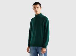 Benetton, Rollkragenpullover In Einer Mischung Aus Wolle Und Cashmere, größe M, Dunkelgrün, male von United Colors of Benetton