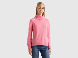 Benetton, Rollkragenpullover In Einer Mischung Aus Wolle Und Cashmere In Rosa, größe S, Pink, female von United Colors of Benetton