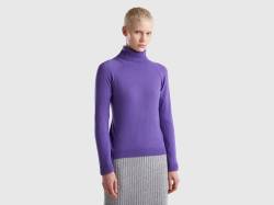 Benetton, Rollkragenpullover In Einer Mischung Aus Wolle Und Cashmere In Violett, größe L, Purpur, female von United Colors of Benetton