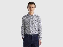 Benetton, Slim Fit Blumenhemd, größe XL, Dunkelblau, male von United Colors of Benetton