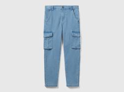 Benetton, Slim Fit Jeans Mit Großen Taschen, größe M, Hellblau, male von United Colors of Benetton