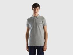 Benetton, Slim Fit Poloshirt In Grau Melange, größe XL, Hellgrau, male von United Colors of Benetton