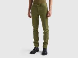 Benetton, Slim-fit-chinos In Militärgrün, größe 48, Militärgrün, male von United Colors of Benetton