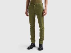 Benetton, Slim-fit-chinos In Militärgrün, größe 50, Militärgrün, male von United Colors of Benetton