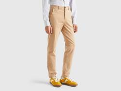 Benetton, Slim-fit-chinos Mit Gummi Am Bund, größe 52, Beige, male von United Colors of Benetton