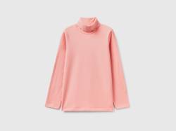 Benetton, Stretchiges T-shirt Mit Hohem Kragen, größe M, Pink, female von United Colors of Benetton