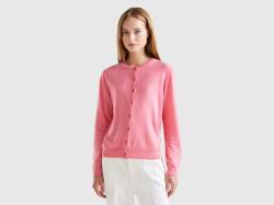 Benetton, Strickjacke In Einer Mischung Aus Wolle Und Cashmere In Rosa, größe XL, Pink, female von United Colors of Benetton