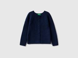 Benetton, Strickjacke Mit Details Im Lochmuster, größe 110, Dunkelblau, female von United Colors of Benetton