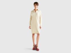 Benetton, Strickkleid Mit Kragen, größe S, Beige, female von United Colors of Benetton