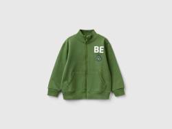 Benetton, Sweater Aus Bio-baumwolle Mit Reißverschluss, größe 116, Militärgrün, male von United Colors of Benetton
