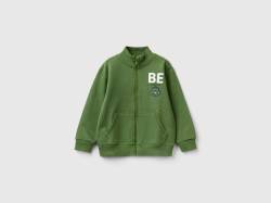 Benetton, Sweater Aus Bio-baumwolle Mit Reißverschluss, größe 98, Militärgrün, male von United Colors of Benetton