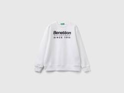 Benetton, Sweater Mit Logo-print, größe 3XL, Weiss, male von United Colors of Benetton