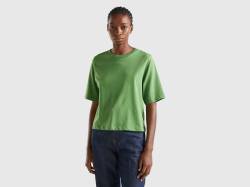 Benetton, T-shirt Aus 100% Baumwolle Im Boxy Fit, größe M, Militärgrün, female von United Colors of Benetton