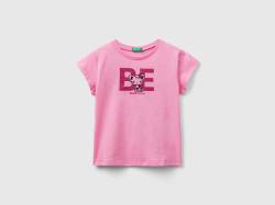 Benetton, T-shirt Aus Bio-baumwoll-mit Print, größe 104, Pink, female von United Colors of Benetton