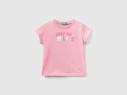 Benetton, T-shirt Aus Bio-baumwolle Mit Glitter, größe 82, Pink, female von United Colors of Benetton