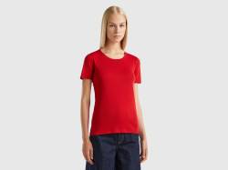 Benetton, T-shirt Aus Langfaseriger Baumwolle, größe XS, Rot, female von United Colors of Benetton