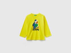 Benetton, T-shirt Mit Rundausschnitt Und Print, größe 116, Gelb, male von United Colors of Benetton
