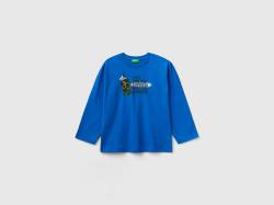 Benetton, T-shirt Mit Rundausschnitt Und Print, größe 90, Verkehrsblau, male von United Colors of Benetton