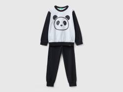 Benetton, Warmer Pyjama Mit Panda-print, größe L, Bunt, male von United Colors of Benetton