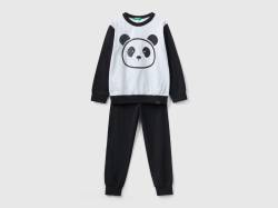 Benetton, Warmer Pyjama Mit Panda-print, größe S, Bunt, male von United Colors of Benetton